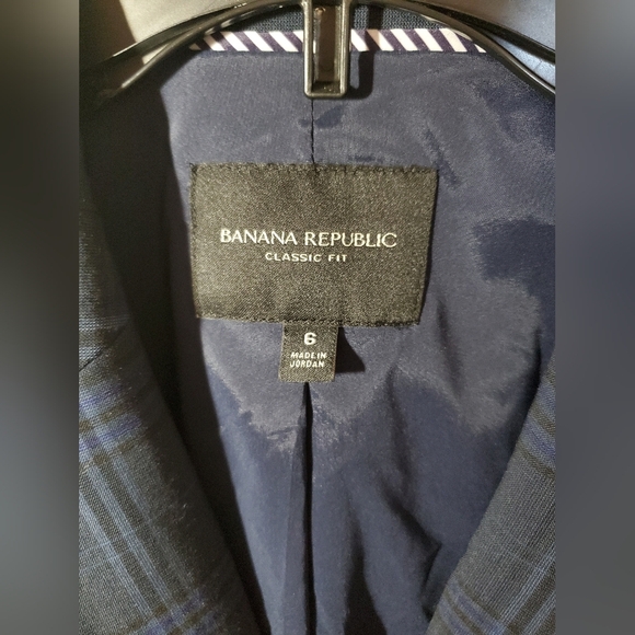 Banana Republic Wool Navey Plaid Blazer Size 6 - Picture 4 of 11